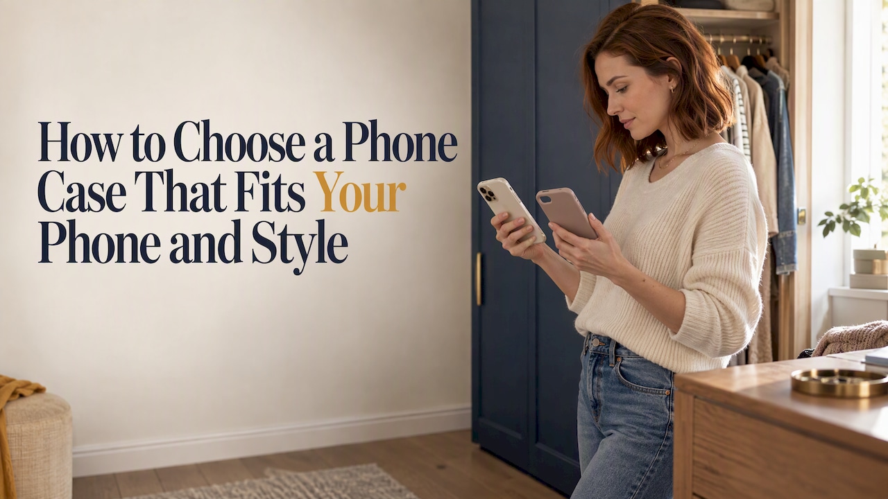 A shopper comparing phone cases for fit
