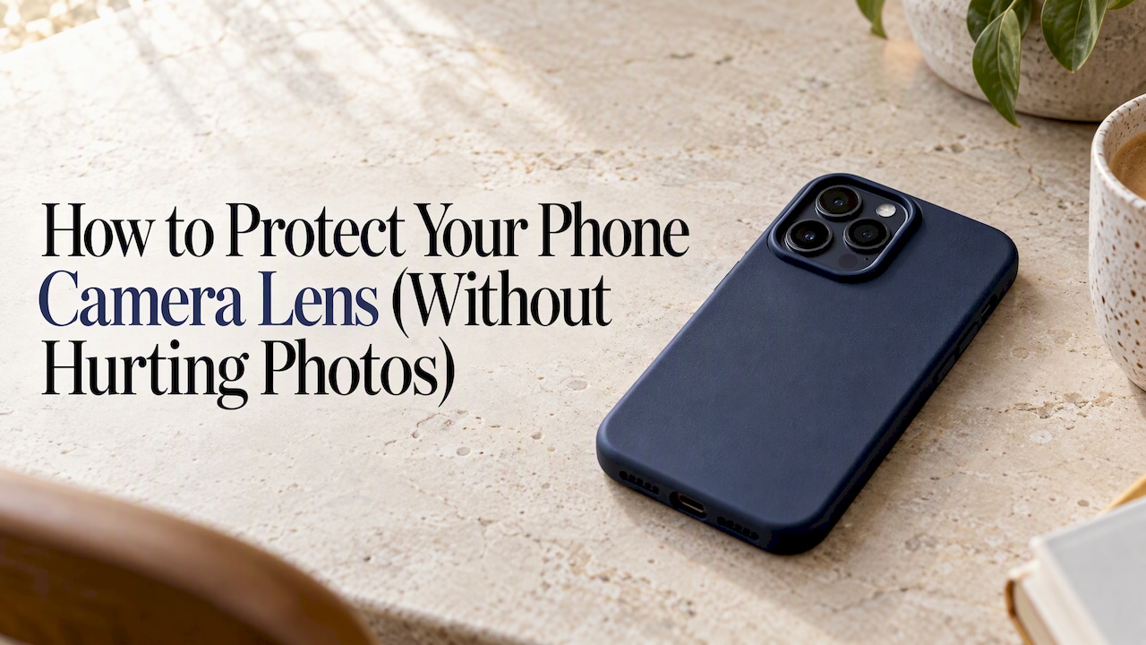 Phone case raised above rear camera lenses